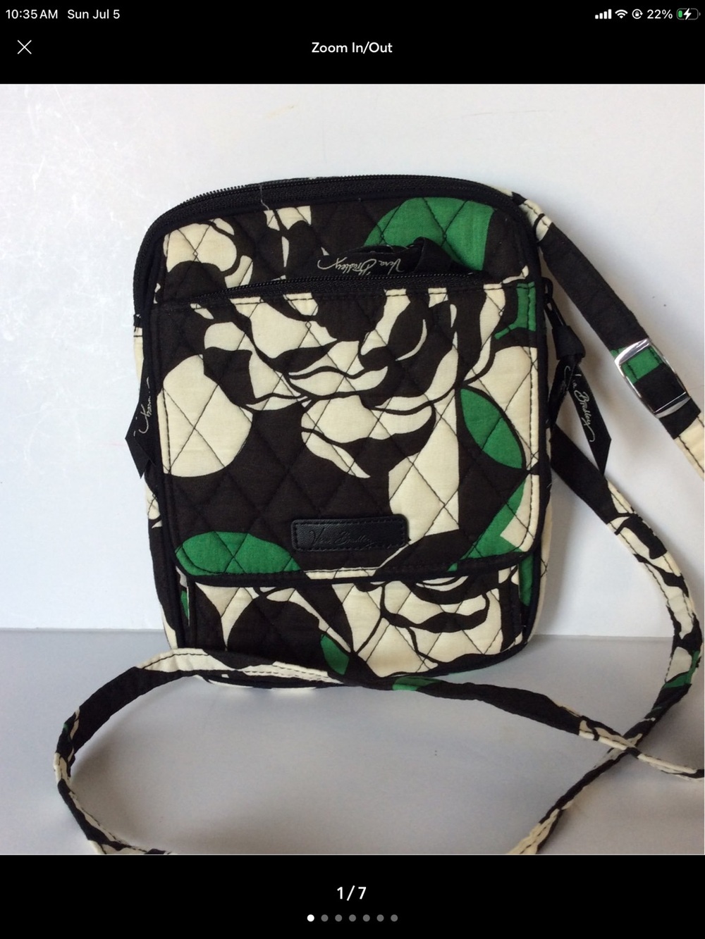Vera Bradley Black, Cream & Green Quilted Floral Crossbody